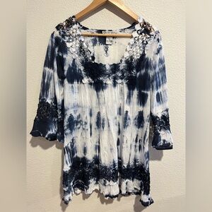 Cute Options Boho Hippie Festival Cotton Tie Dye Tunic Mini Dress Size Small